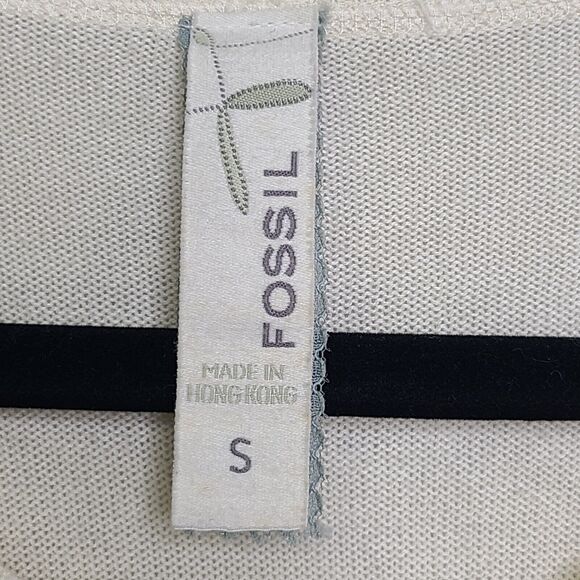 Fossil Womens SZ S Ivory Off White Cardigan Sweater Hong Kong Cotton Blend VTG - Picture 5 of 6